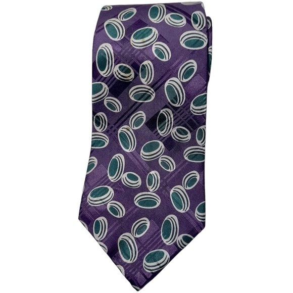 Polo Ralph Lauren Other - Polo Ralph Lauren Vintage Handmade Purple Cream Green Circle Silk Necktie Tie